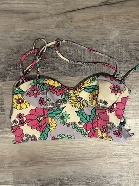 Zara Floral Bandeau Camisole Top - Pink, Yellow, Green, Cream